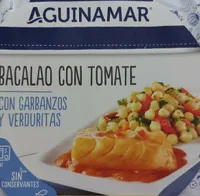 Bacalao con tomate con garbanzos y verduritas