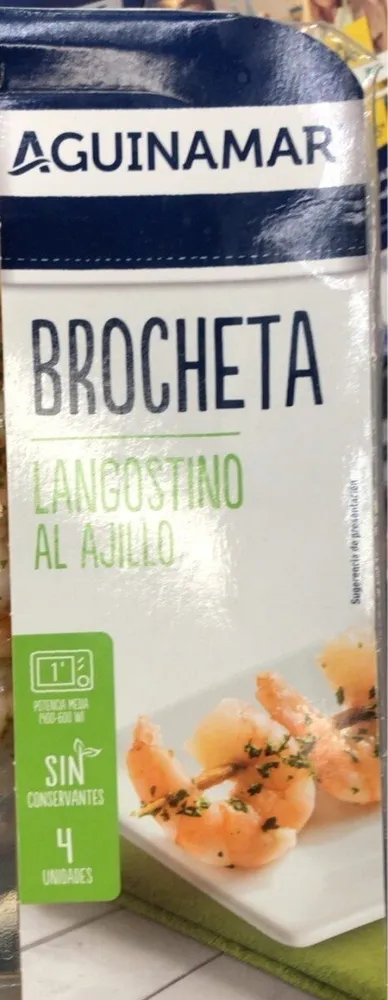 Brocheta langostino al ajillo