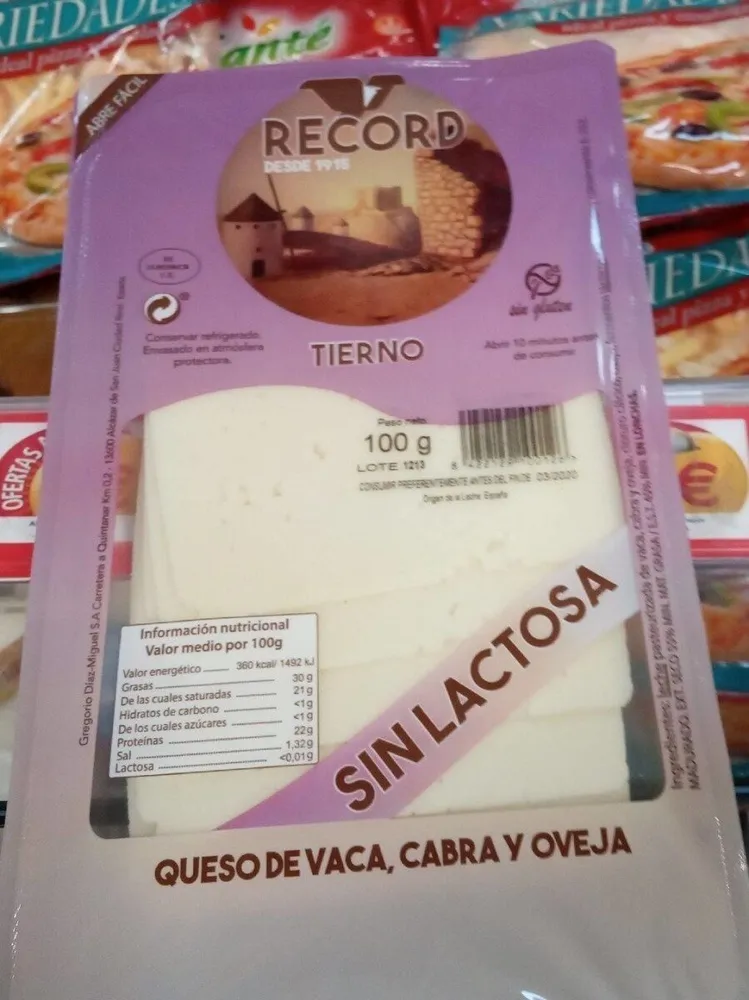 Queso tierno sin lactosa