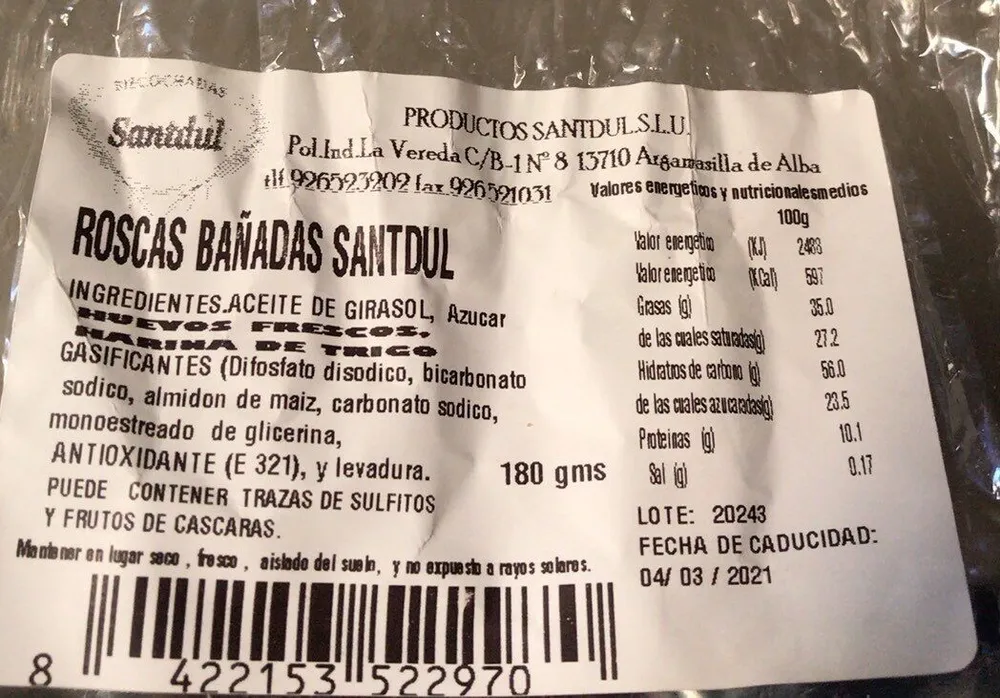 Roscas bañadas Santdul