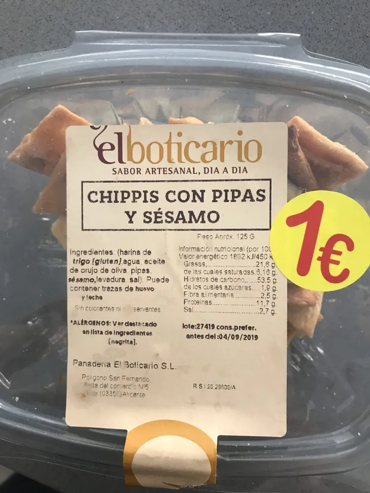 Chippis con pipas y sésamo