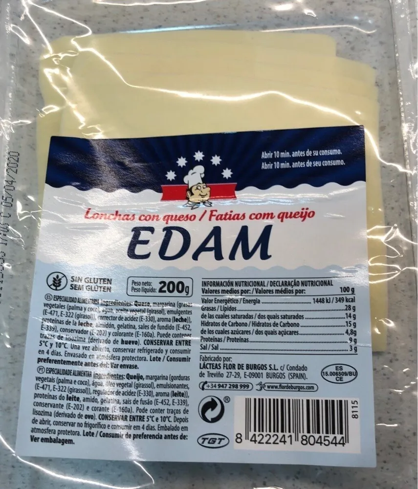 Lonchas de queso edam