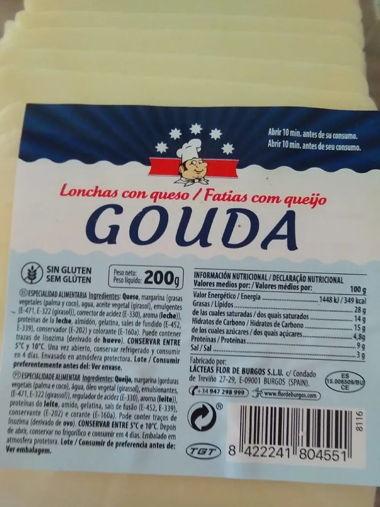 Lonchas con queso Gouda