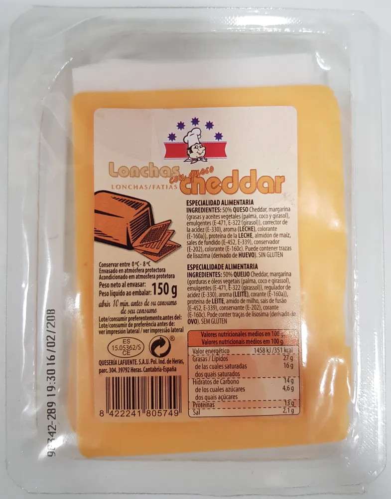 Lonchas con Queso Cheddar