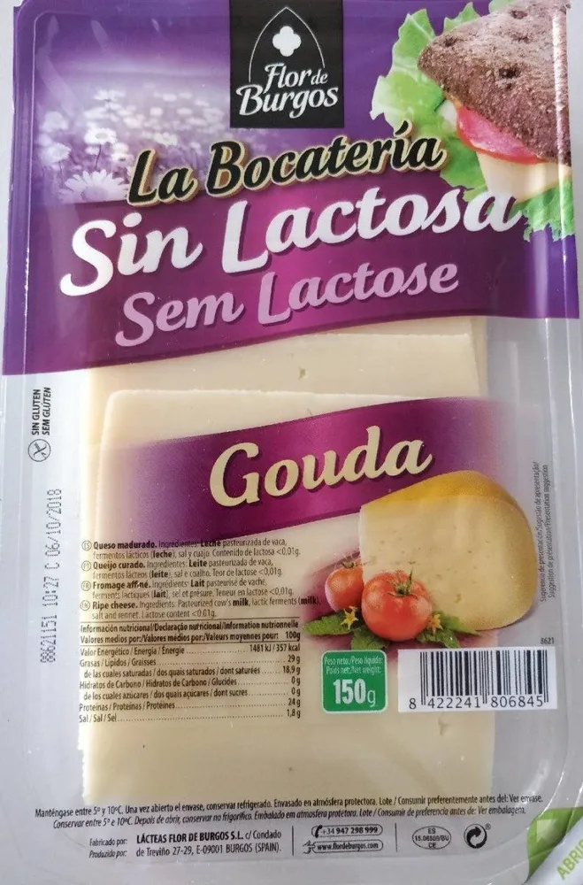 Queso gouda lonchas sin gluten sin lactosa