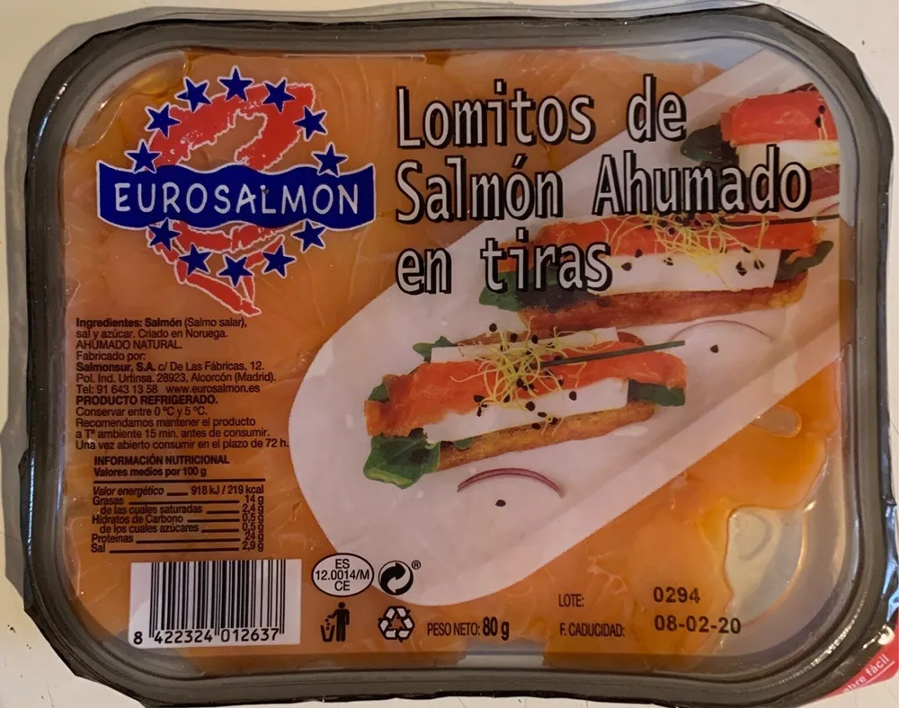 Lomitos de Salmón Ahumado en Tiras