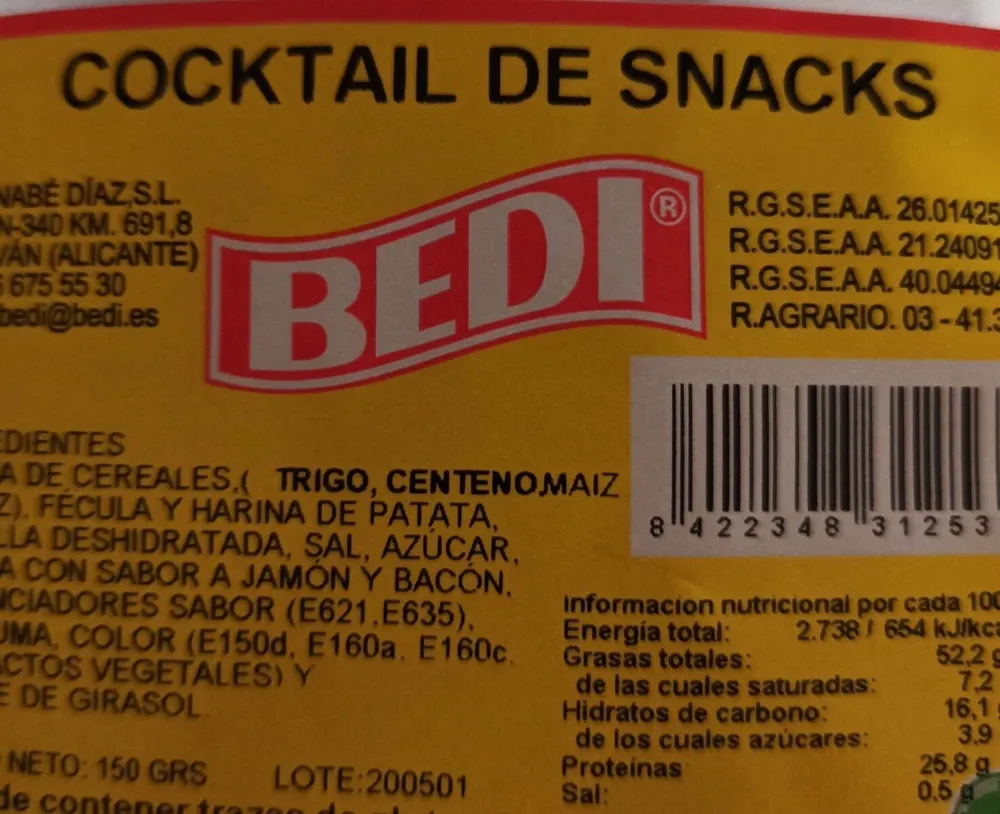 Cocktail de snacks