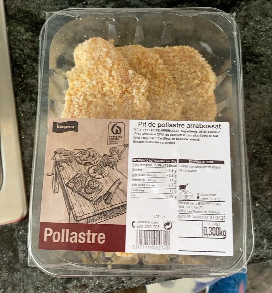 Pit de pollastre arrebossat