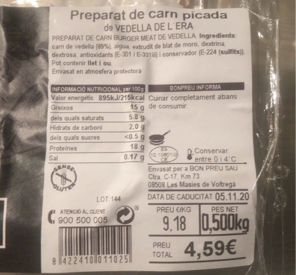 Preparado de carne picada