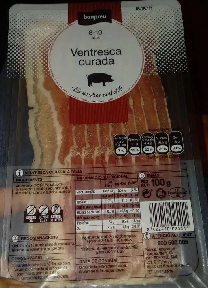 Cansalada viada curada