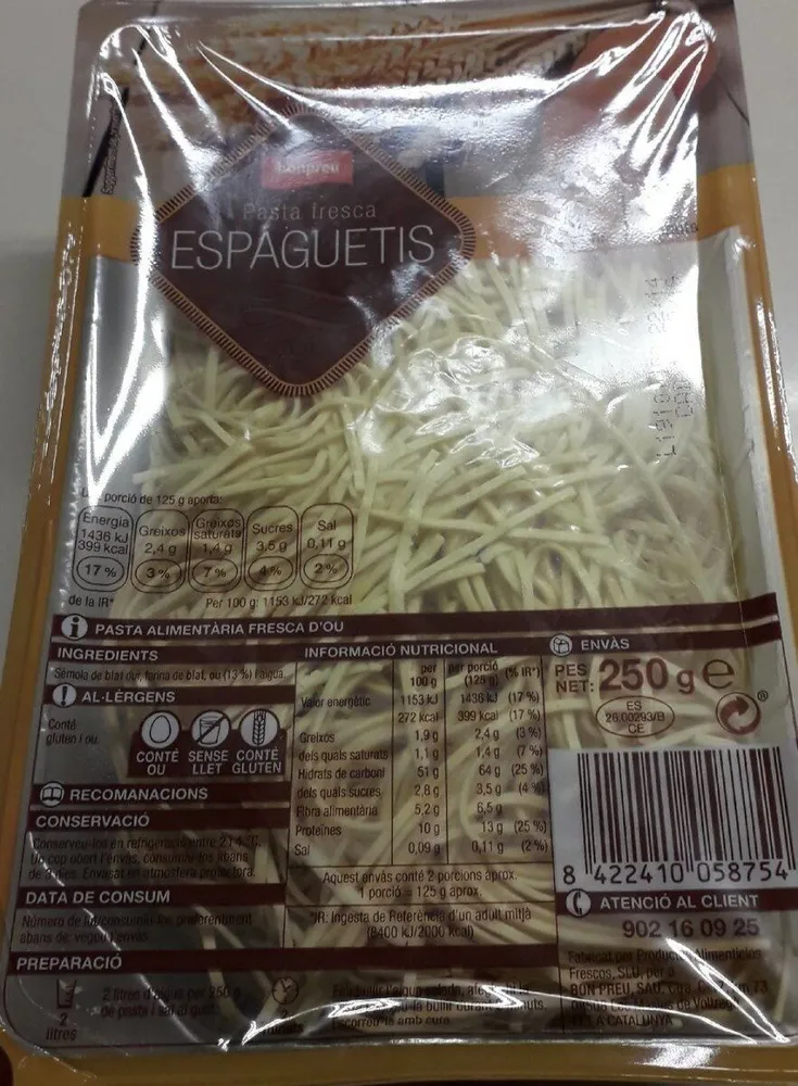 Pasta fresca  (espaguetis )