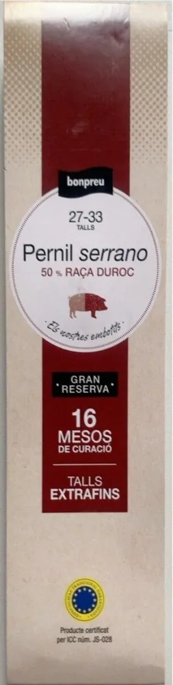 Pernil serrano 50% Raça Duroc