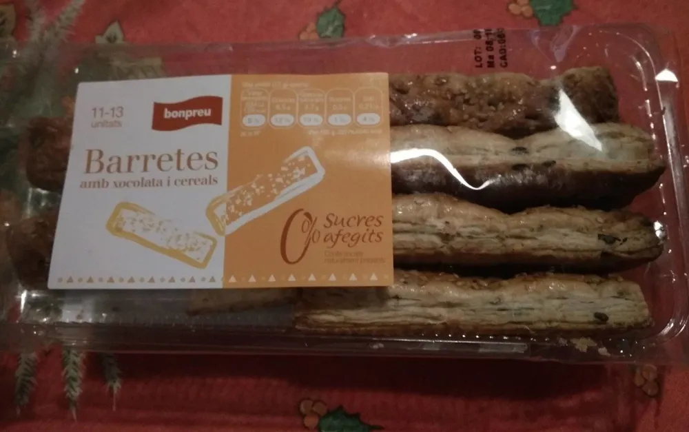 Barretes amb xocolata i cereals