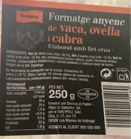 Formatge anyenc de vaca, ovella i cabra