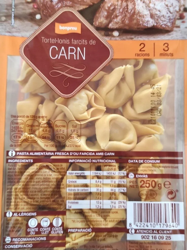 Tortel•lonis farcits de CARN