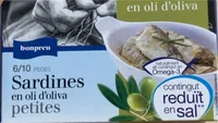 Sardines en oli d’oliva contingut reduït en sal
