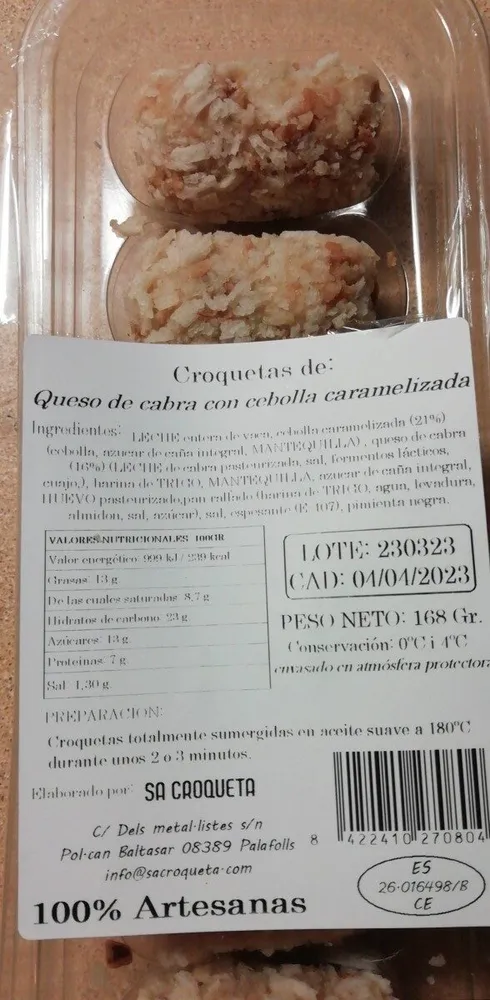 Croquetas de queso de cabra con cebolla caramelizada