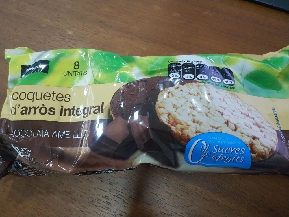 Coquetes d'arròs integral xocolata amb llet