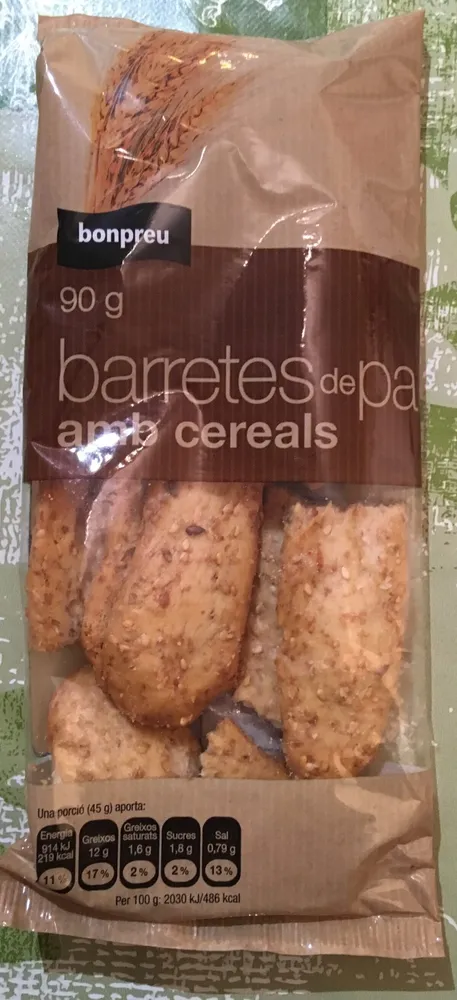 Barretes de pa amb cereals