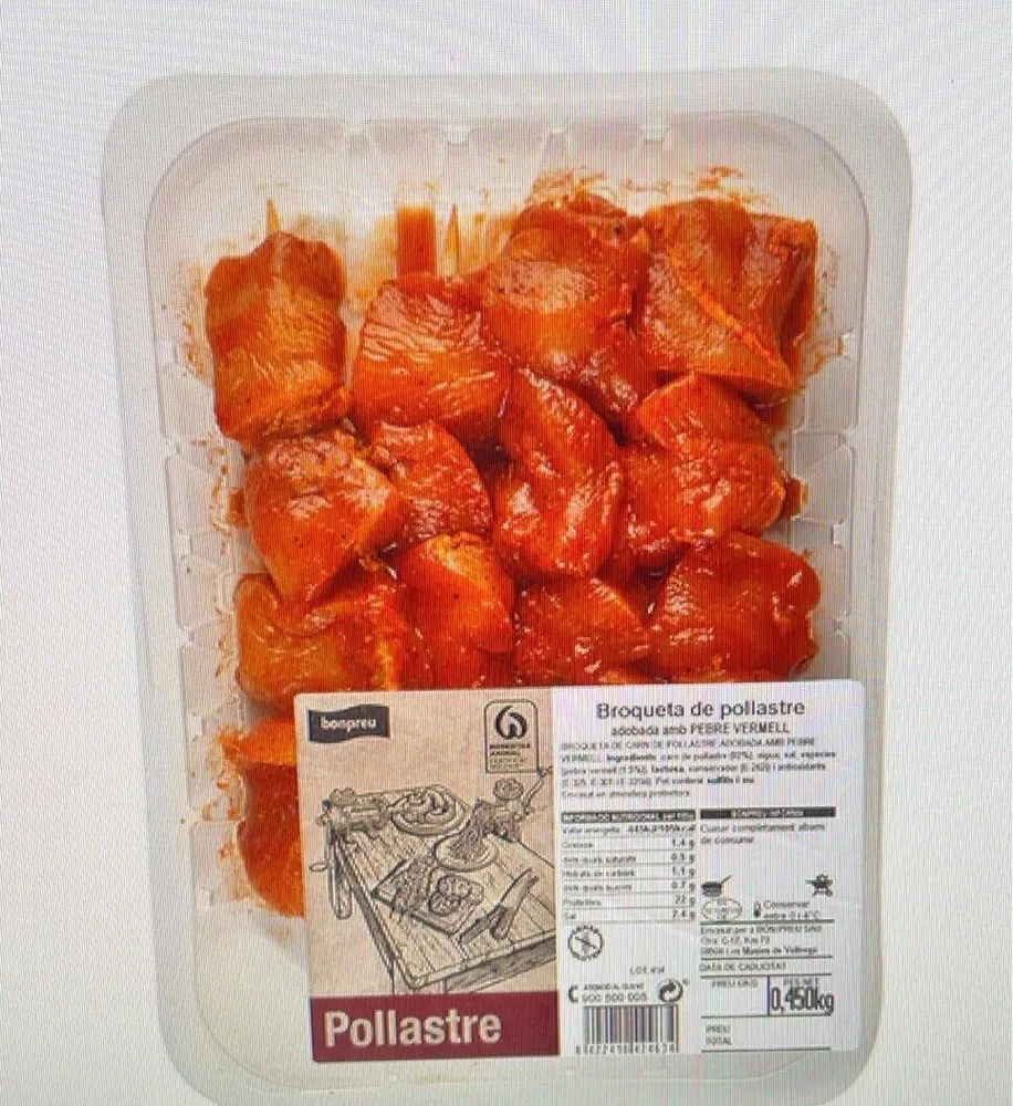 Broqueta de pollastre amb pebre vermell