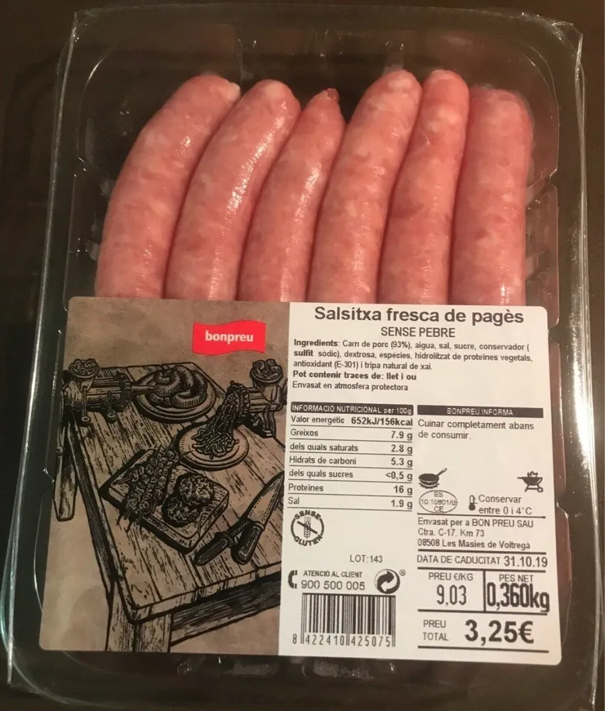 Salchicha fresca de payés