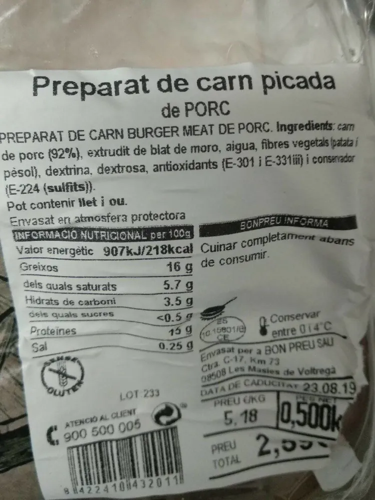Carne picada de cerdo