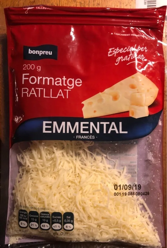 Queso emmental rallado