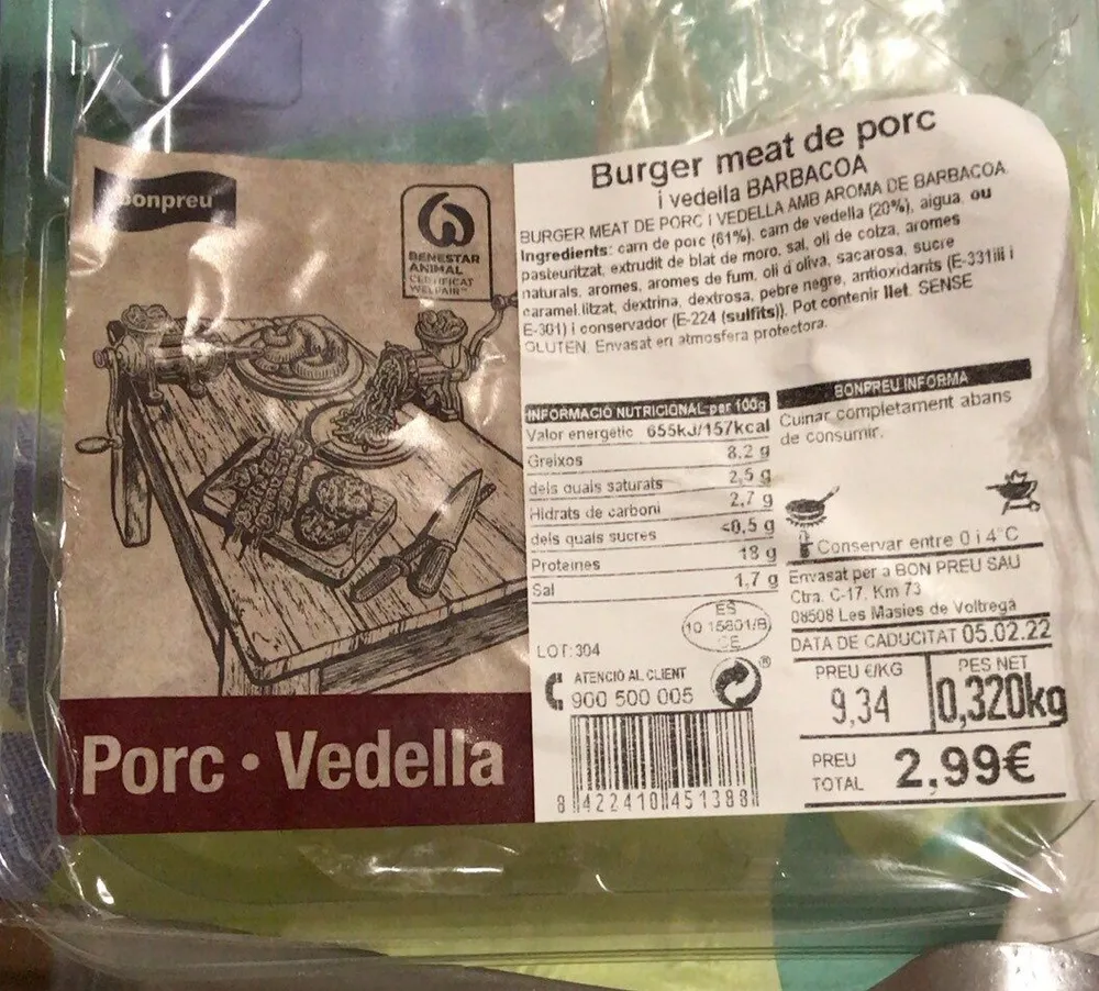 Burger meat de porc i vedella BARBACOA