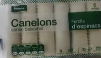 Canelons sense beixamel farcits d'espinacs