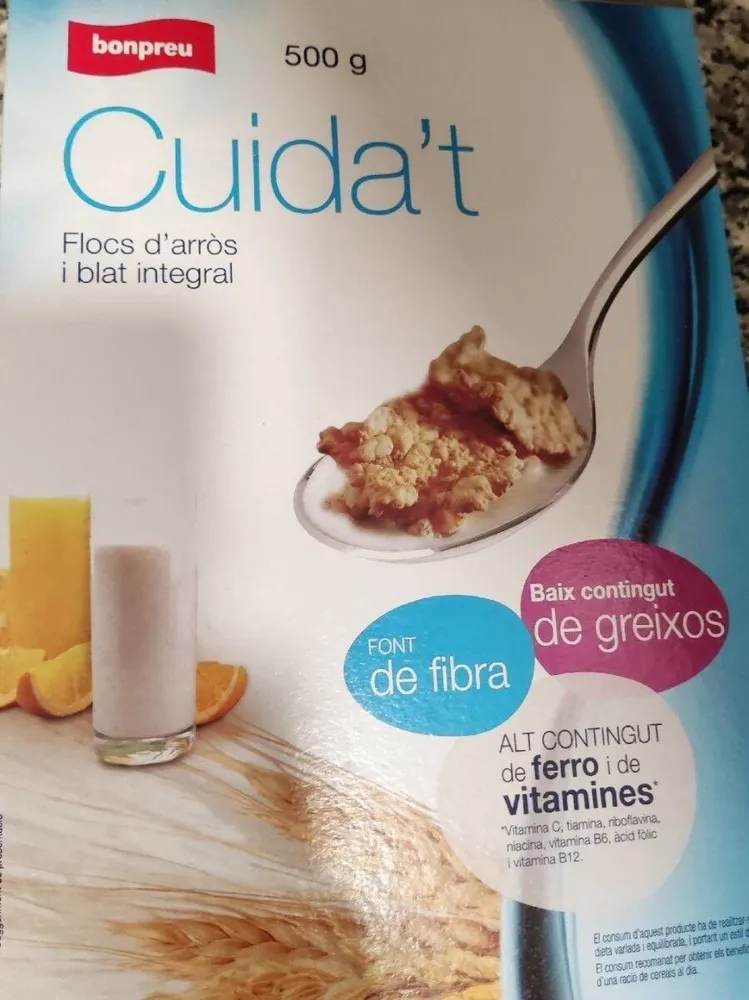Cuida't flocs d'arròs i blat integral