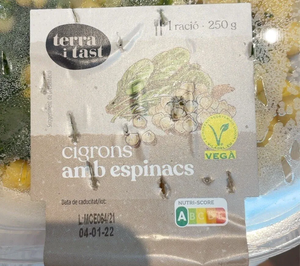 Cigrons amb espinacs