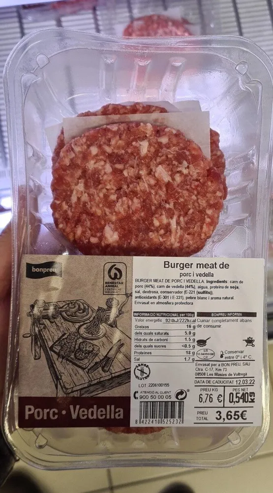 Burguer meat de porc i vedella