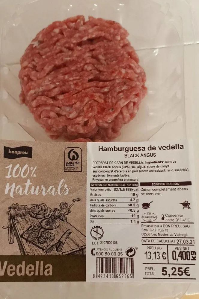Hamburguesa de vadella black angus