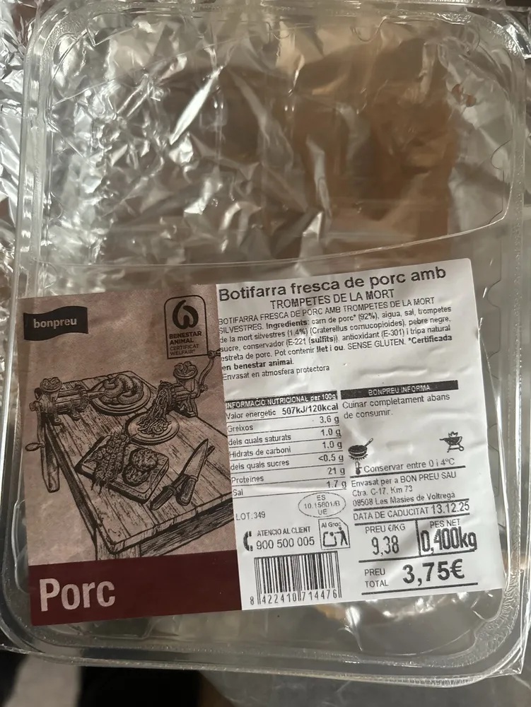 Botifarra Fresca De Porc Amb Trompetes De La Mort