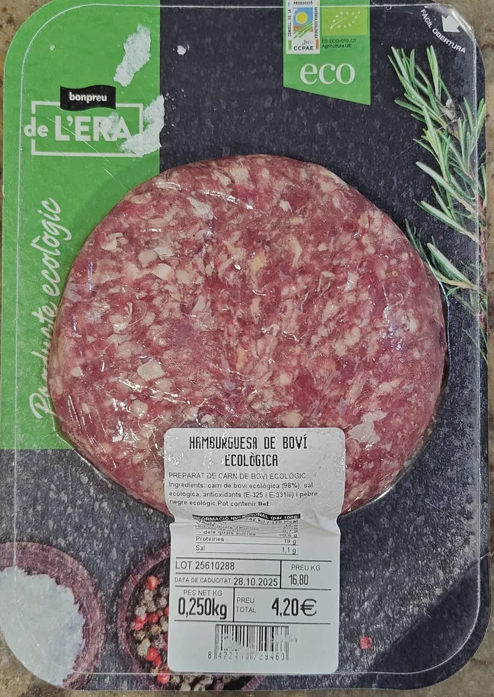 Hamburguesa de Vacuno Ecológica