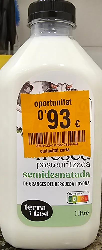 Leche fresca pasteurizada semidesnatada