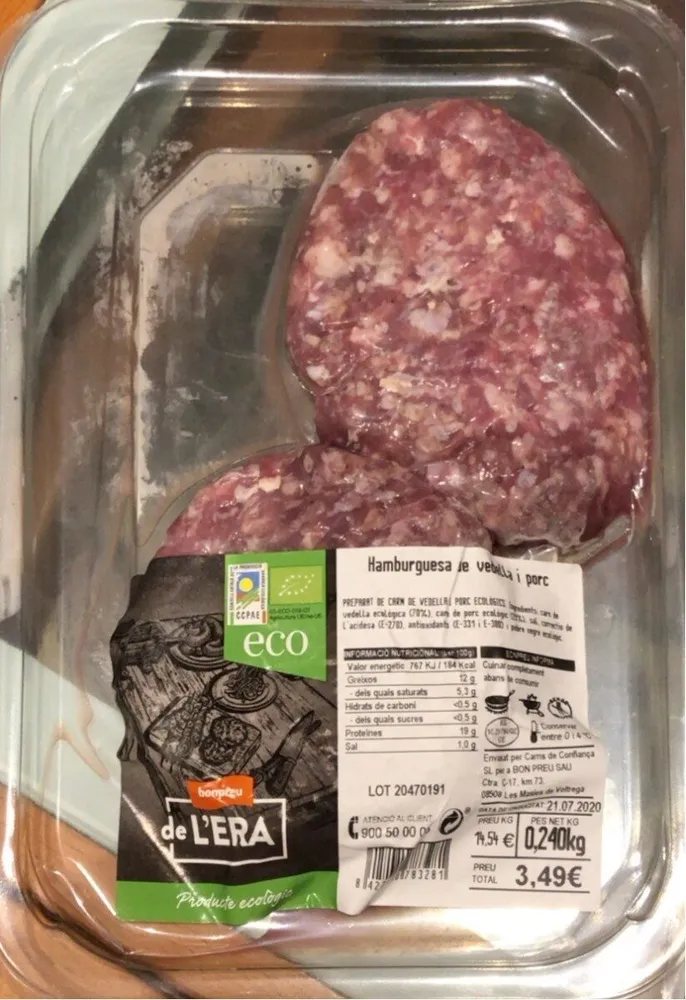 Hamburguesa de vedella i porc