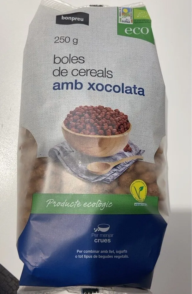 Boles de cereals amb xocolata eco