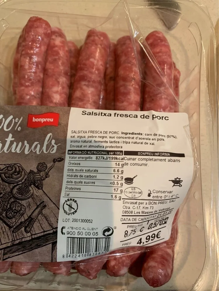 Salsitxa fresca de porc