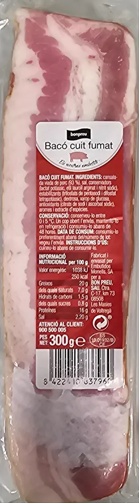 Bacon ahumado cocido