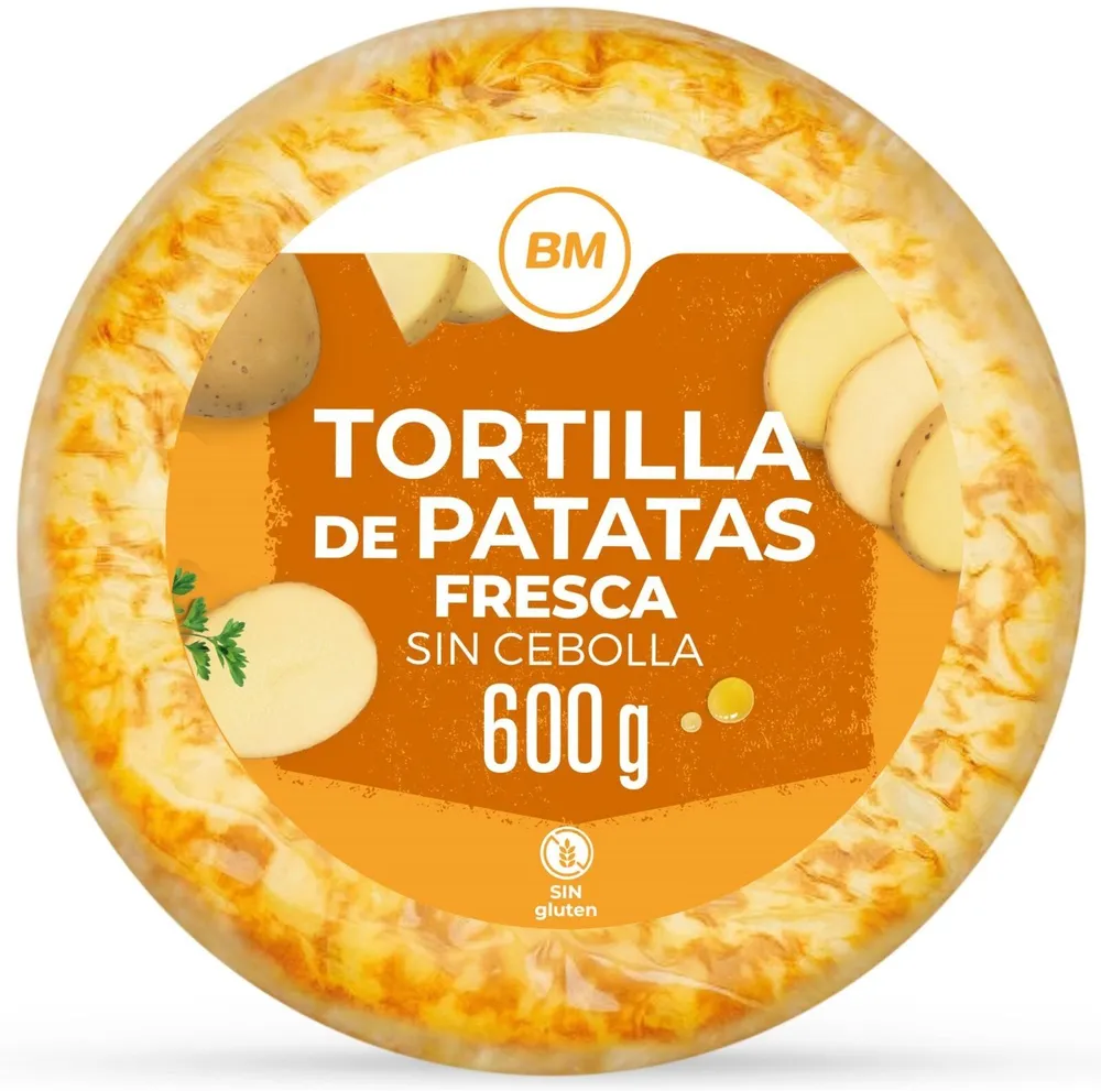 Tortilla de patatas fresca sin cebolla