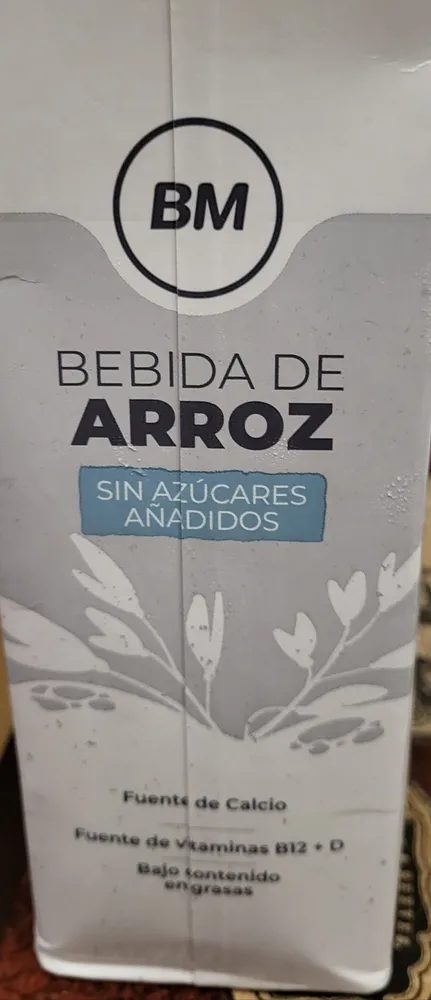 Bebida de arroz sin azúcares añadidos