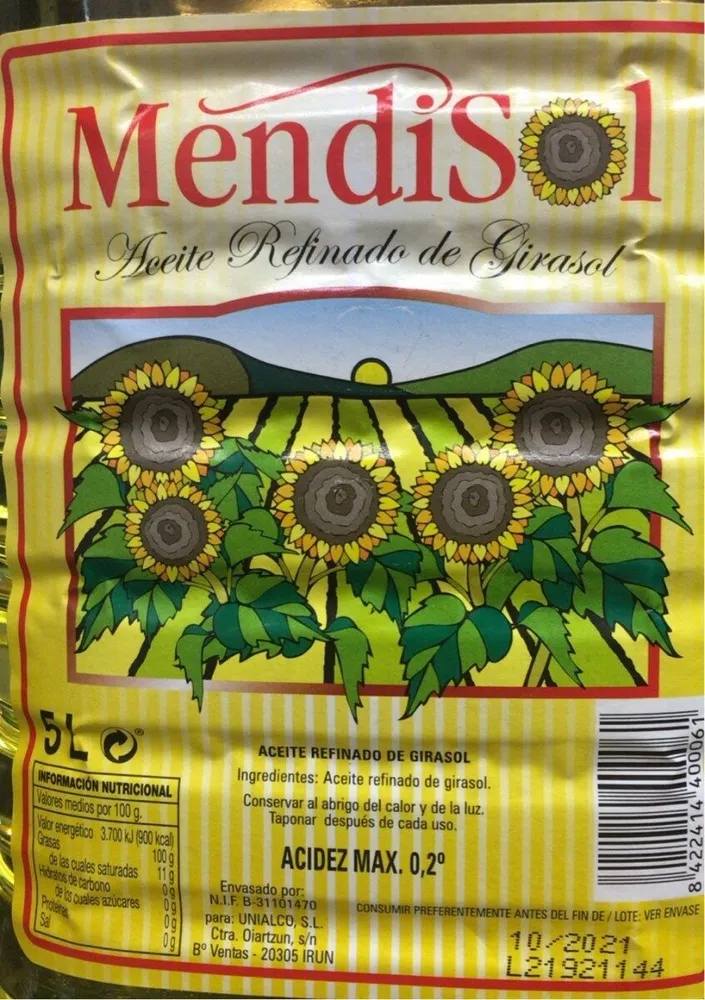 Aceite refinado de girasol