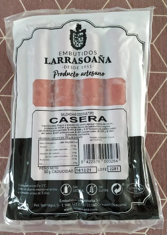 Salchichas cocidas tipo Casera