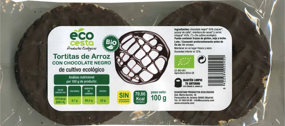 Tortitas de arroz con chocolate negro