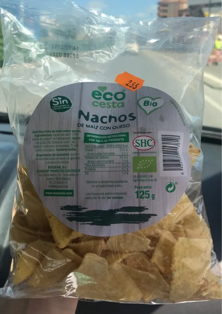 Nachos de maiz con queso
