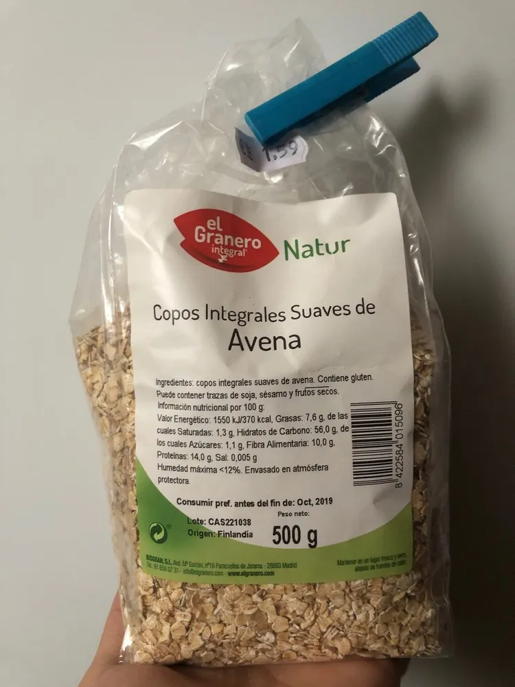 Copos integrales suaves de avena