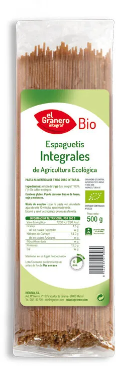 Espaguetis Integrales de Agricultura Ecológica