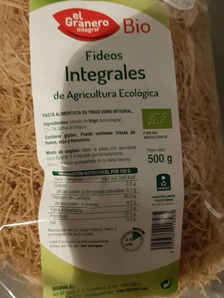 Fideos integrales