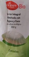 Arroz integral hinchado con agave y coco